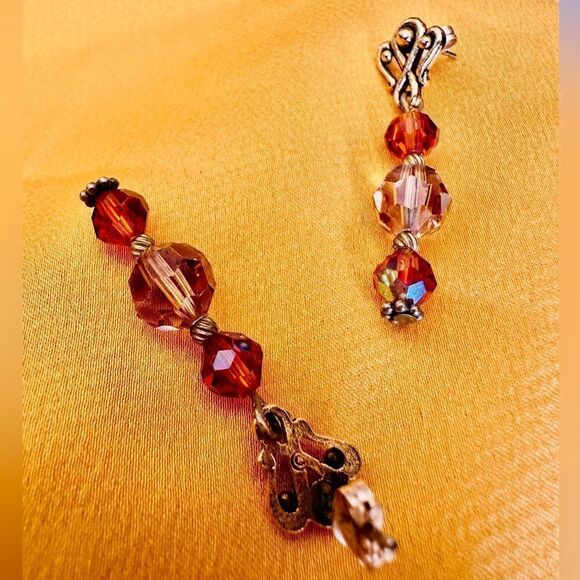 Brown Glamorous Vintage Style Drop Earrings Iridescent Crystal Earrings woman's - Picture 6 of 15